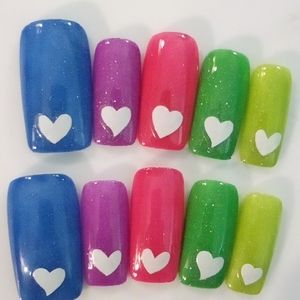 Summer neon hearts glow